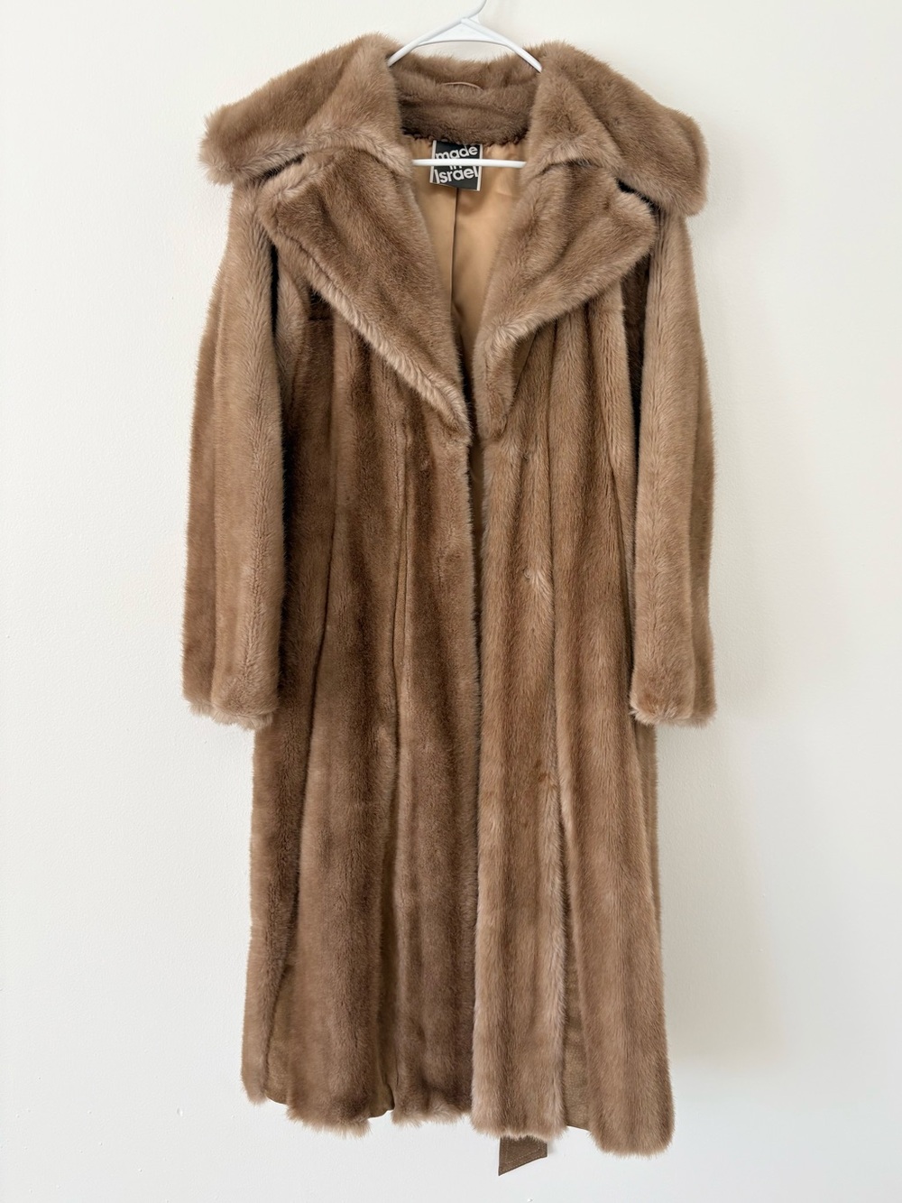 Lilli Ann San Fransisco Neutral Brown Faux Fur Longline Overcoat Size 6 - Picture 1 of 15